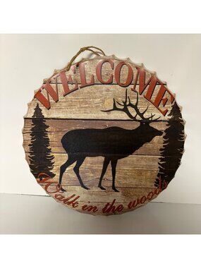 Welcome Rustic Deer Metal Wall Sign Cabin or Lodge Decor
